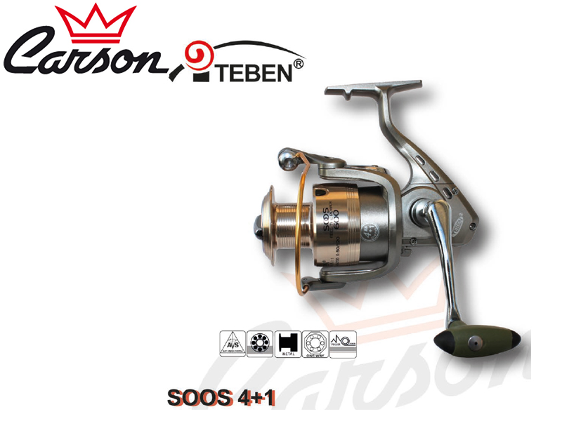 Carson Teben SOOS 500 Reel (Model: SOOS, Size: 500, Capacity (mm/mt):  0.40/150, BB: 5, Weight: 370g, Ratio: 4,5:1) [CARSTEBSOS5005] - €34.45 :  24Tackle, Fishing Tackle Online Store