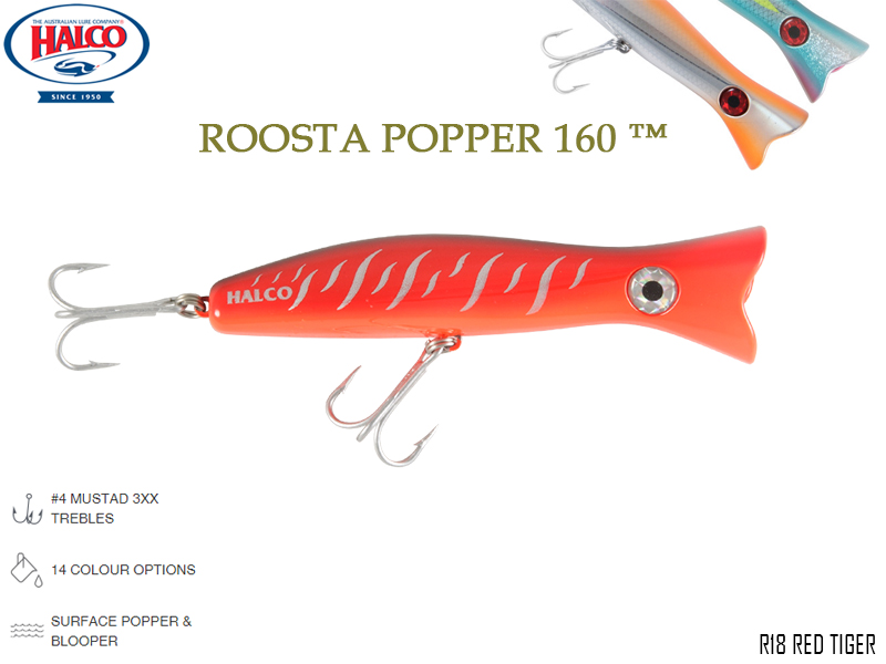 Halco Roosta Popper 160 (Length: 160mm, Weight: 75gr, Color: R18)  [HALC6341] - €15.41 : 24Tackle, Fishing Tackle Online Store