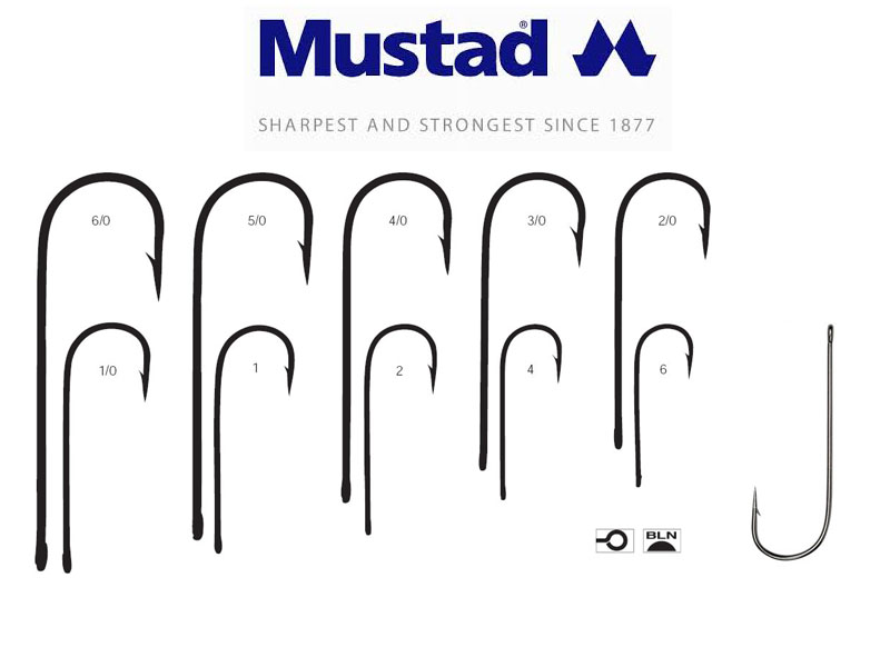 Mustad 3261NPBLN Aberdeen Hooks (Size: 2, Pack: 15