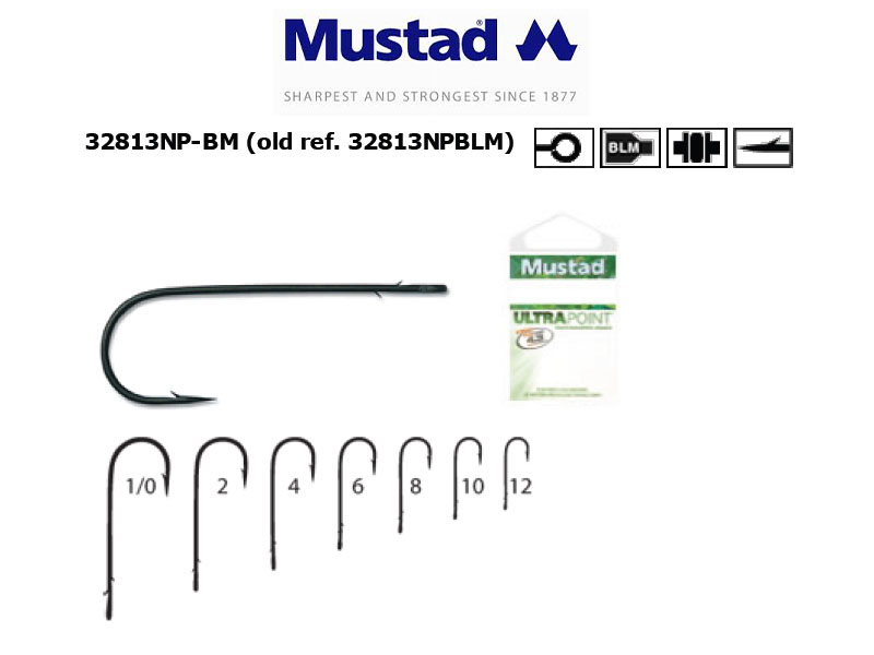 Mustad 32813NP-BM Aberdeen Worm Hooks (Size: 1, Pack: 10