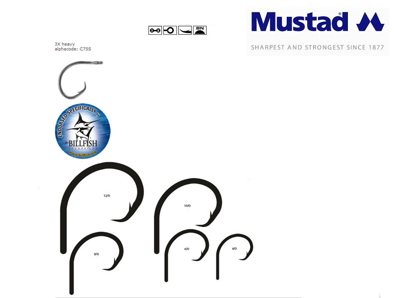 Mustad Demon® Perfect Offset Circle Hooks (Size: 2/0, Pack: 12