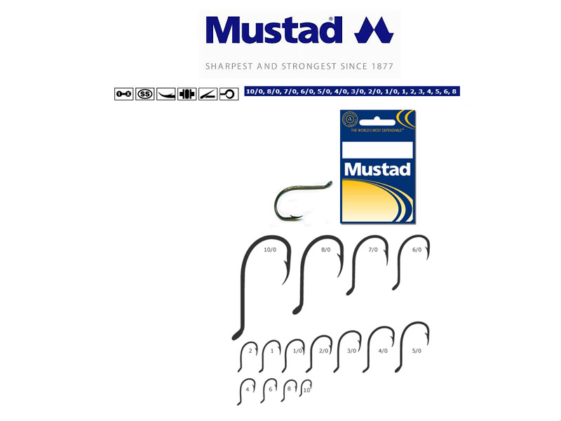 Mustad Beak Hooks with extra long point (Size: 8, Pack: 10