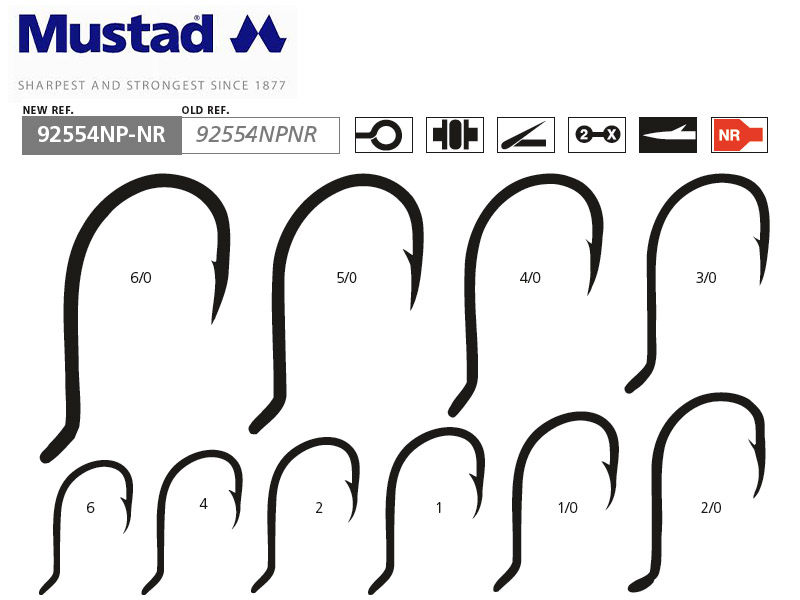 Mustad 92554NP-NR Big Red Hook (Size:2/0, Pack: 7) [MUST92554NP-NR:0393] -  €2.68 : 24Tackle, Fishing Tackle Online Store