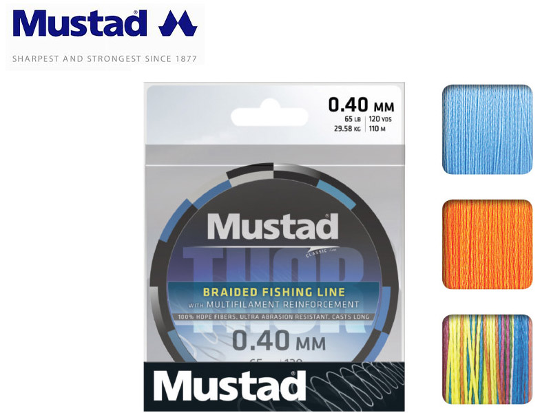 Mustad Thor Braided Multicolor 250mt Lines (Size: 0.20mm, Test: 15.93kg)  [MUSTML017-250:72965] - €23.74 : 24Tackle, Fishing Tackle Online Store
