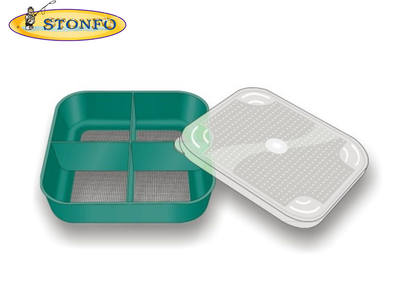 Stonfo Square Bait Boxes with Mesh (Size: 4 compartments) [STON57R
