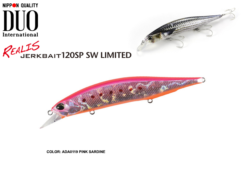 DUO Realis Jerkbait 120SP SW Limited (Length: 120mm, Weight: 18.2gr, Color:  ADA0119 Pink Sardine) [DUOREALADA0119] - €22.02 : 24Tackle, Fishing Tackle  Online Store