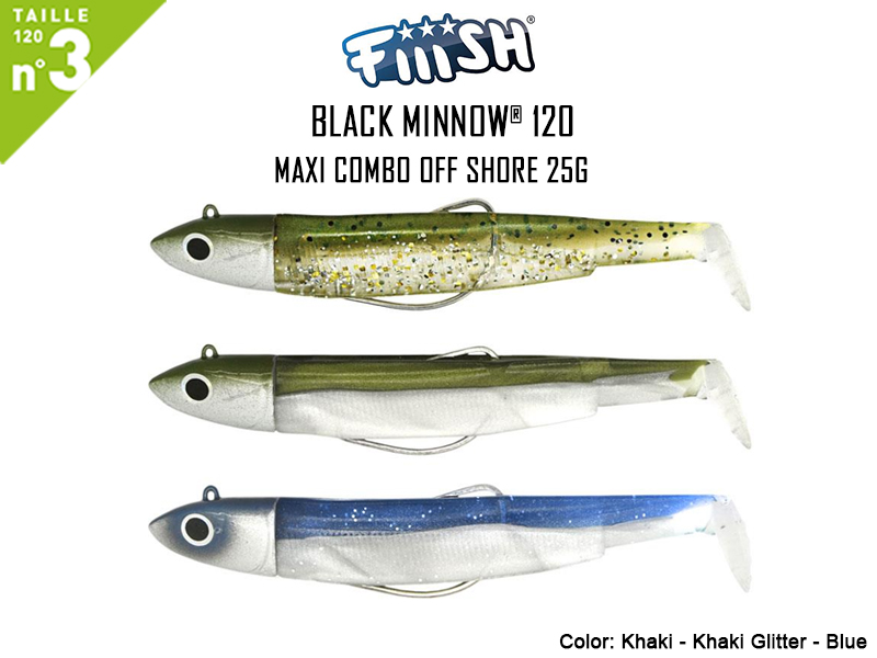 FIIISH Black Minnow 120 - Maxi Combo Off Shore (Weight: 25gr, Color: Khaki  - Khaki Glitter - Blue) [FIIISHBM368] - €29.69 : 24Tackle, Fishing Tackle  Online Store