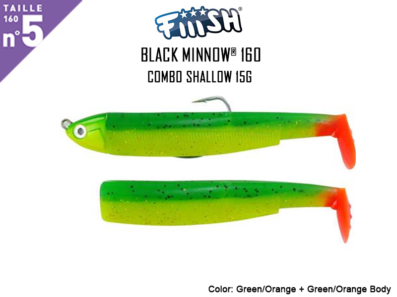 FIIISH Black Minnow 160 15 g Verde/Arancione corpo extra verde/arancione Combo Shallow 