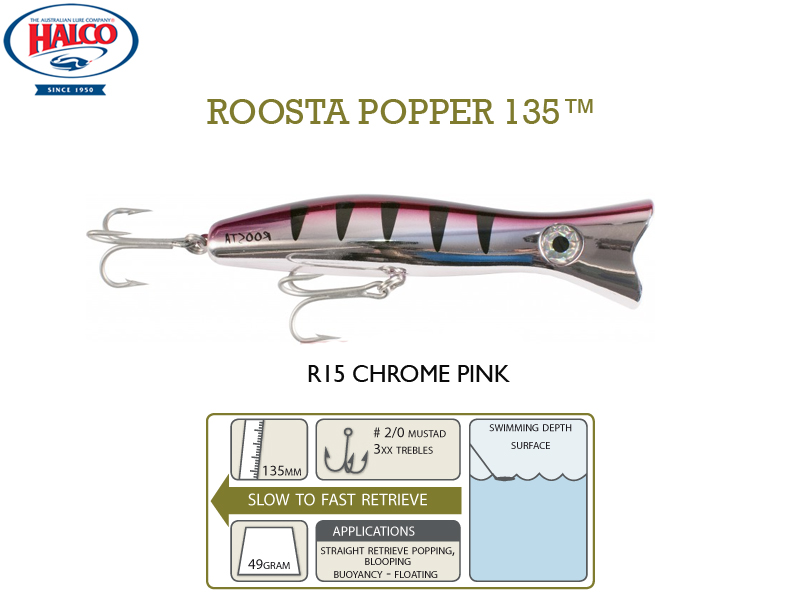 Halco Roosta Popper 135 (135mm, 47gr, Color: R1) - Click Image to Close