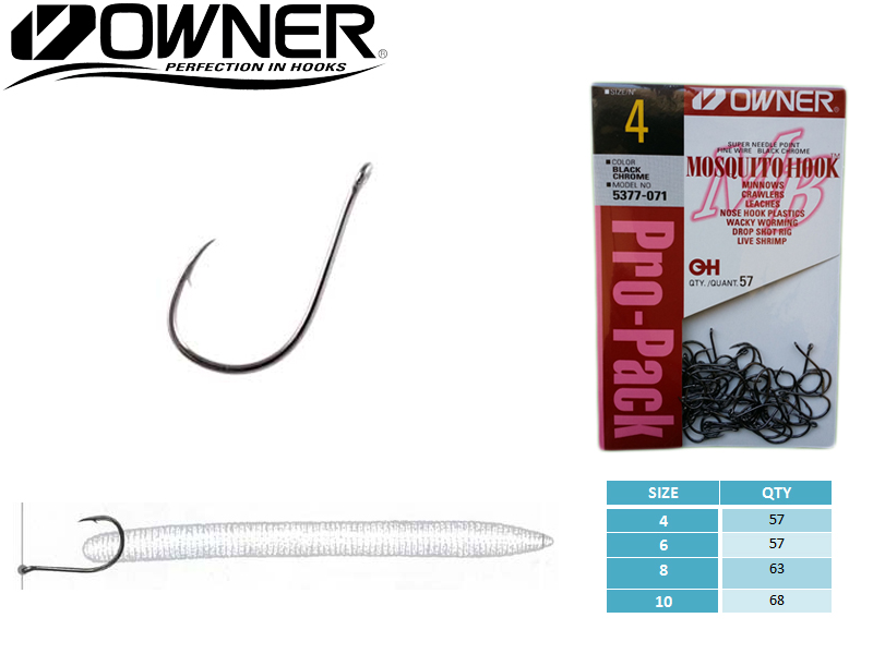 Owner 5377 Mosquito Hook Black Pro-Pack (Size:8, Qty: 63pcs) Owner