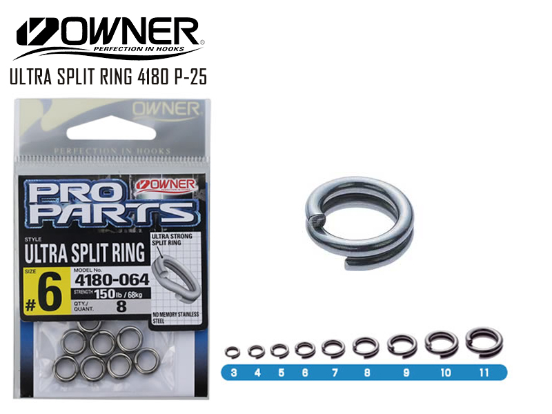 Owner4180 P-25 Ultra Split Ring (Size:#5, Strength:110lb/50kg, Pack:9pcs)  [MSO4180-034/5] - €5.36 : 24Tackle, Fishing Tackle Online Store