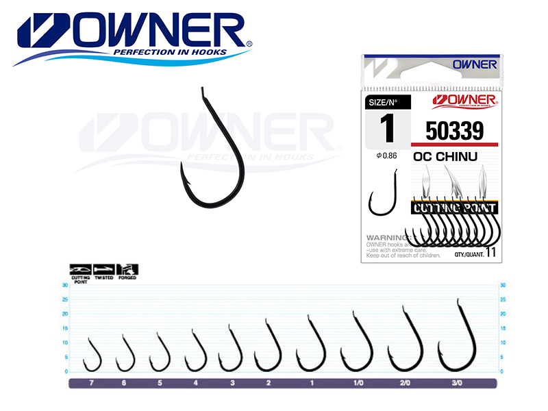 Owner Wide Gap Plus Hook Black Chrome Cutting Point 22 Pack 5339