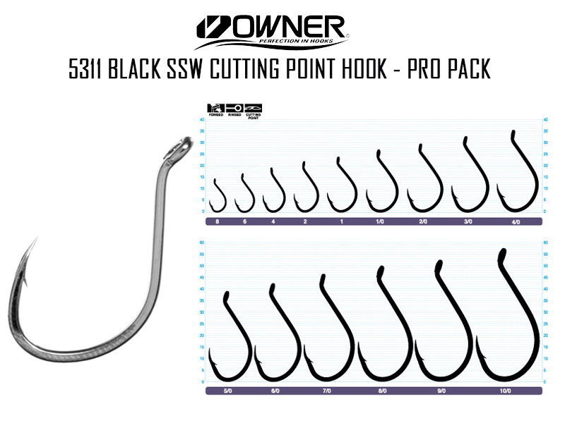 Owner 5311 Black SSW Cutting Point Hook - Pro Pack (Size:7/0, Pack