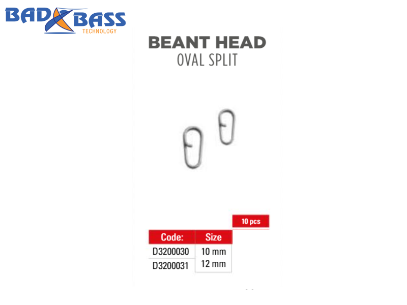 Bad Bass Beant Head Oval Snap (Size: 10mm, Pack: 10pcs)