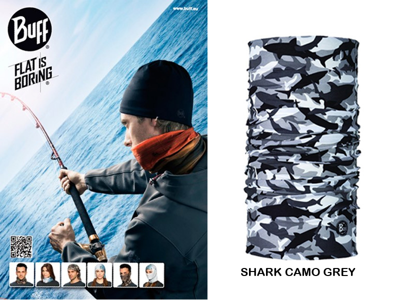 BUFF Angler's Collection Shark Camo Grey