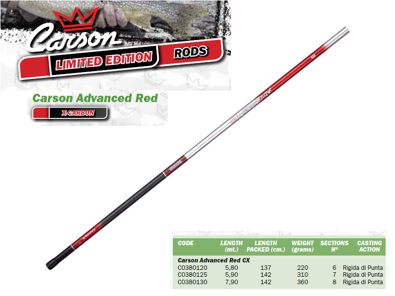 Carson Advanced Red CX Pole (Length:5.80m, Weight: 220gr)