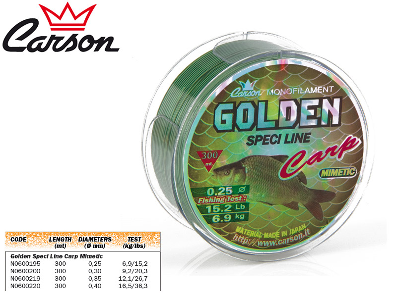 Carson Golden Speci Line Carp Mimetic (Size: 030mm, Test: 6,90kg/15,20lb, Length: 300m)