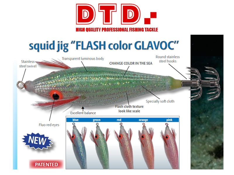 DTD Squid Jig Flash Color Glavoc (Size: 3.0, Colour: Green)