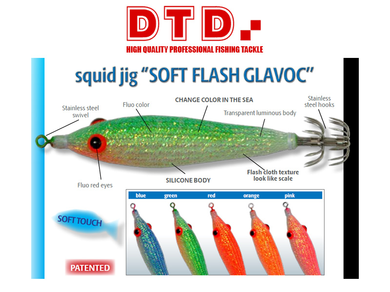 DTD Squid Jig Soft Flash Glavoc (Size:2.5, Colour: Blue)