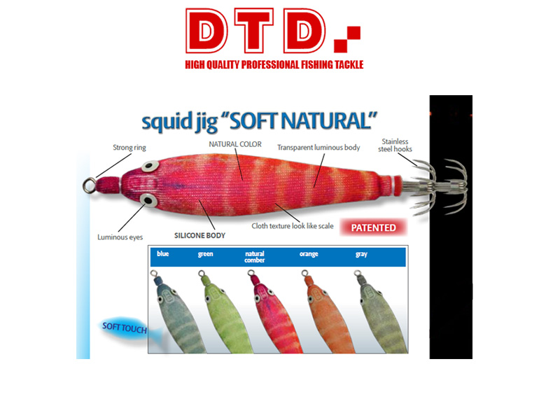 DTD Squid Jig Soft Natural (Size:2.0, Color: Blue)