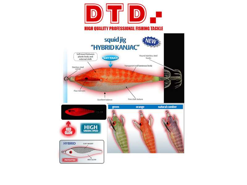 DTD Squid Jig Hybrid Kanjac (Size: 2.5, Colour: Orange)