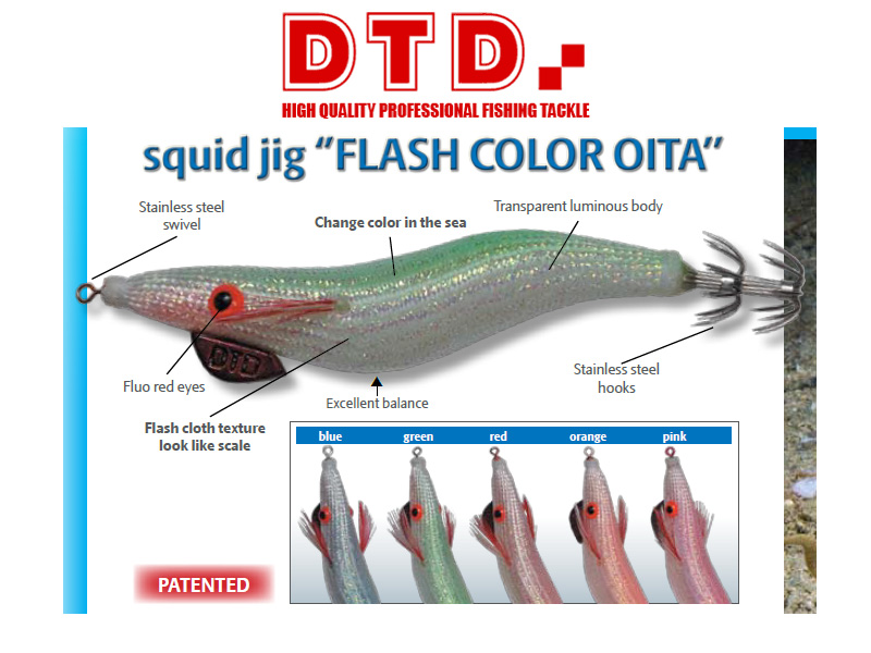 DTD Squid Jig Flash Color Oita (Size: 2.5, Colour: Red)