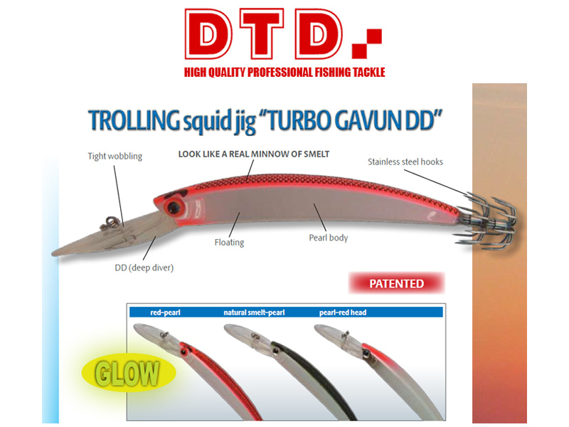 DTD Trolling Squid Jig Turbo Gavun DD (Size:110mm, Colour: Red Head)