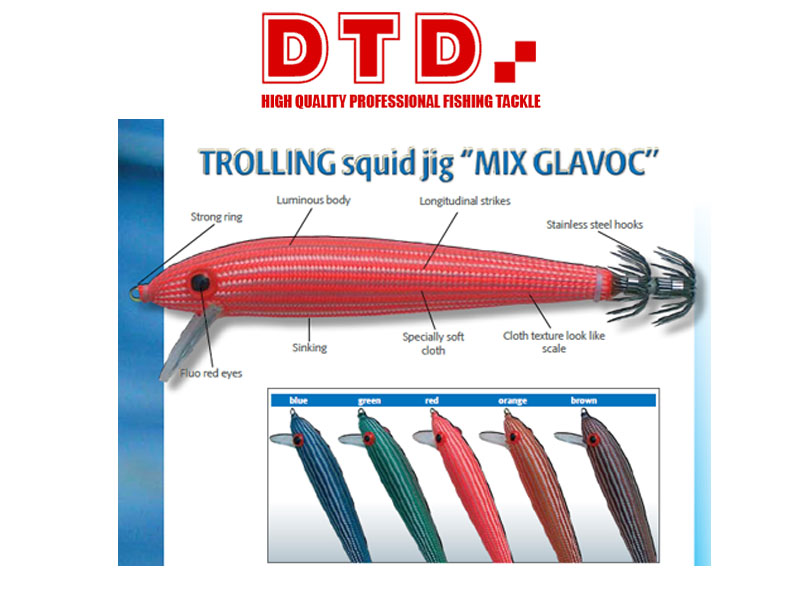 DTD Trolling Squid Jig Mix Glavoc (Size: 90mm, Colour: Orange)