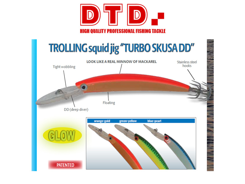 DTD Trolling Squid Jig Turbo Skusa DD (Size:110mm, Colour: Green Yellow)