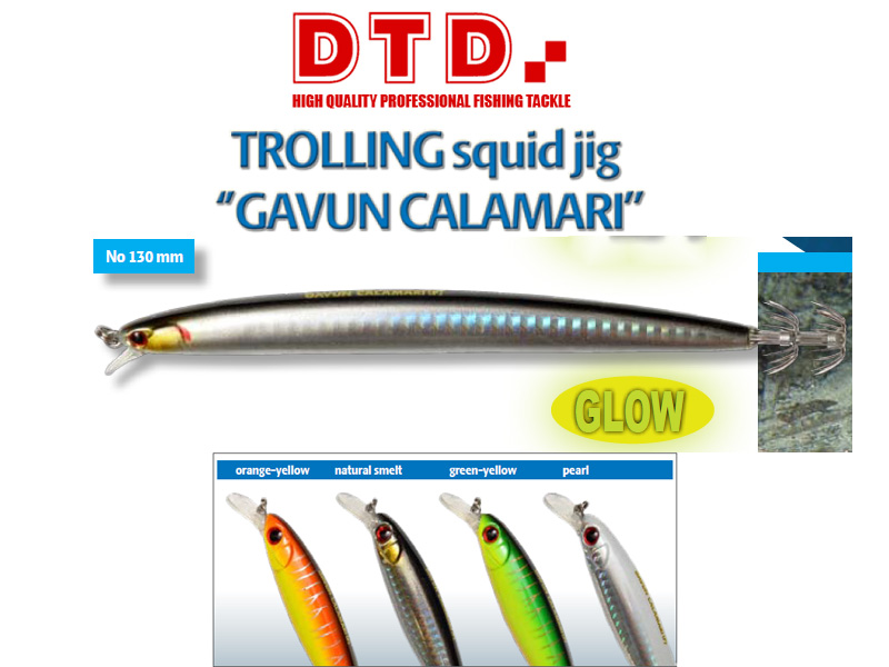 DTD Trolling Squid Jig Gavun Calamari (Size:130mm, Colour: Orange Yellow)