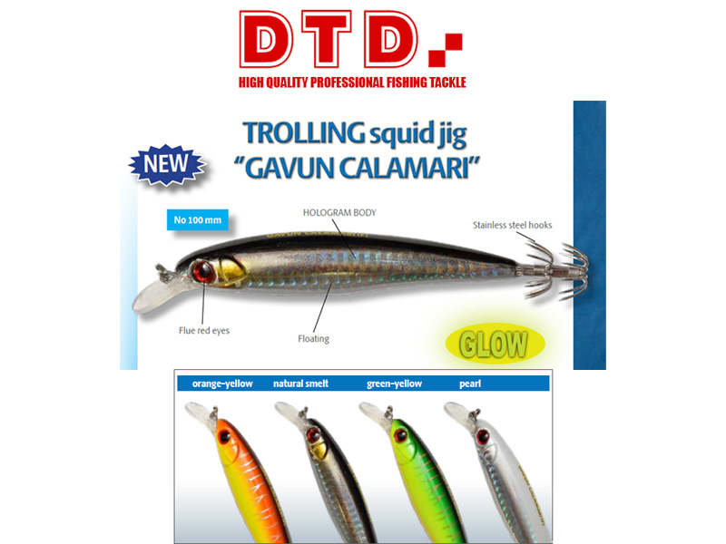 DTD Trolling Squid Jig Gavun Calamari (Size:100mm, Colour: Green Yellow)