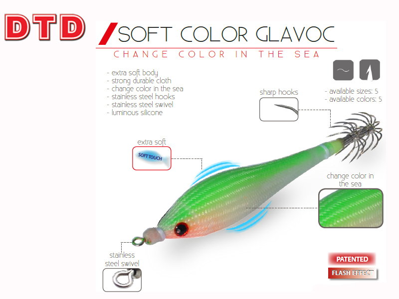 DTD Squid Jigs Soft Color Glavoc (Size: 2.5, Color: Blue)