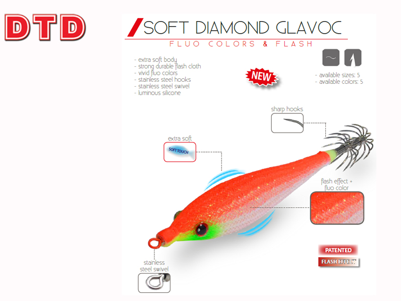 DTD Squid Jigs Soft Diamond Glavoc ( size: 2.5, Color: Blue)