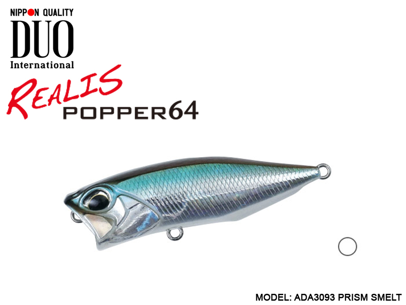 DUO Realis Popper 64 Lures (Length: 64mm, Weight: 9.0g, Model: ADA3093 Prism Smelt)