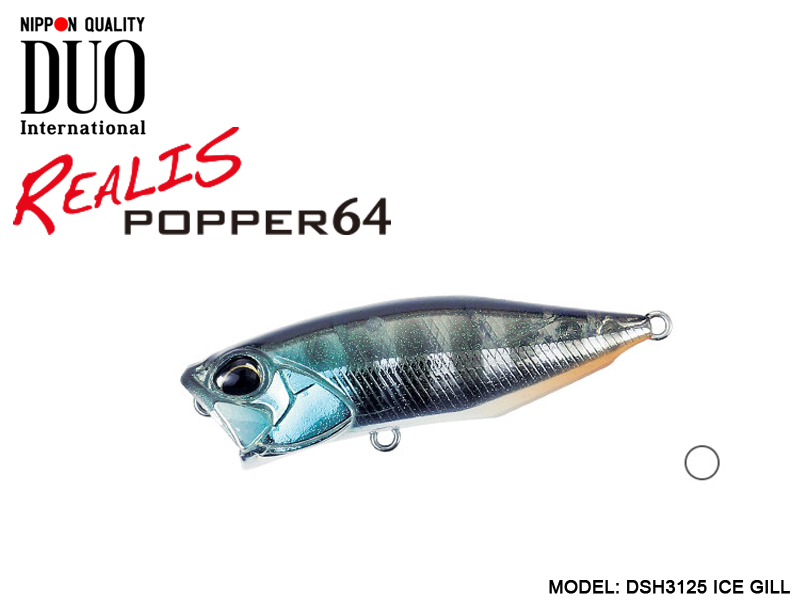DUO Realis Popper 64 Lures (Length: 64mm, Weight: 9.0g, Model: DSH3125 Ice Gill)