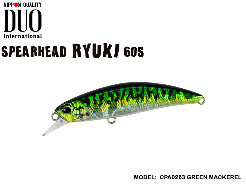 DUO Spearhead Ryuki 60S SW (Length: 60mm, Weight: 6.5gr Color: CPA0263 Green Mackerel)
