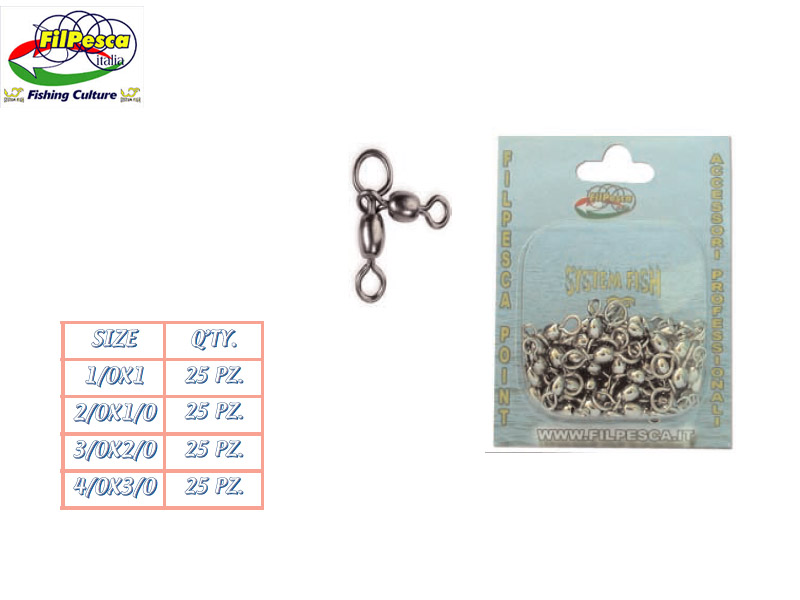 Filpesca Crane Combi Swivels (Size:1/0 X 1, Pack: 25)