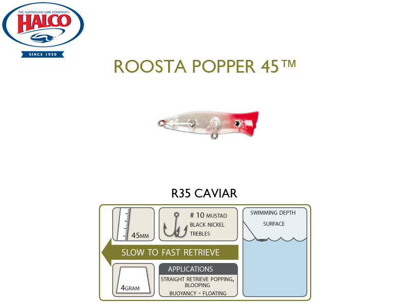 Halco Roosta Popper 45 (Length: 45mm, Weight: 4gr, Color: R35)
