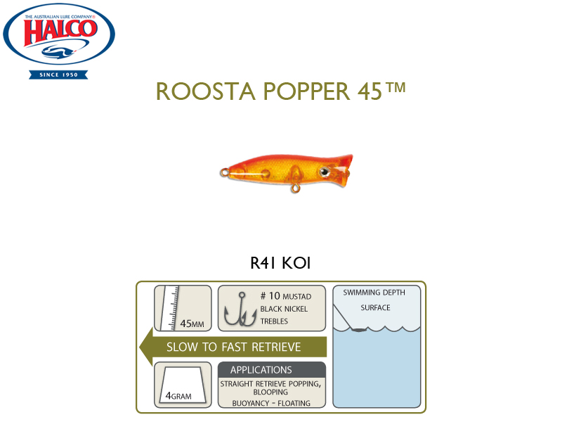 Halco Roosta Popper 45 (Length: 45mm, Weight: 4gr, Color: R41)
