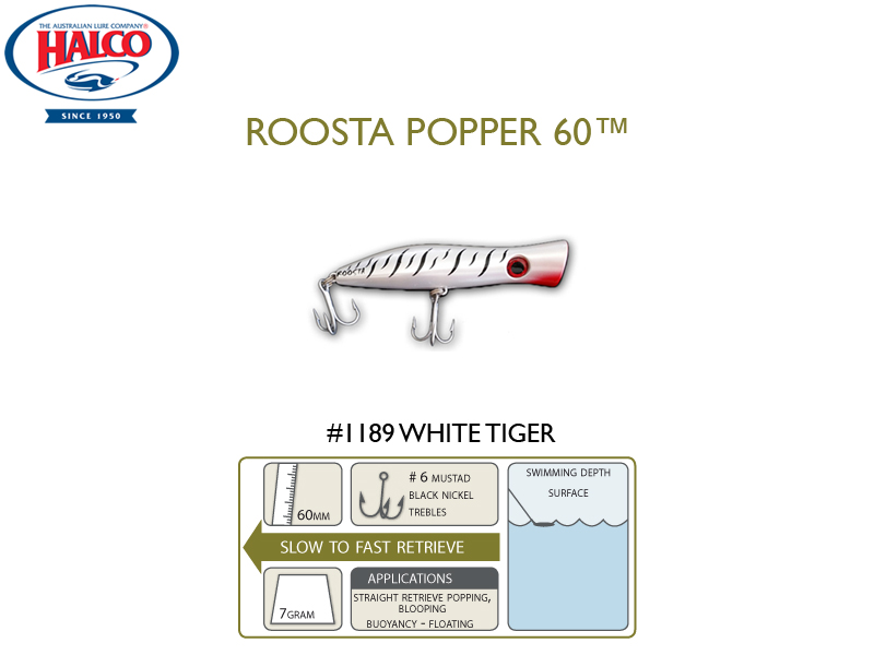 Halco Roosta Popper 60 (Length: 60mm, Weight: 7gr, Color: 1189)