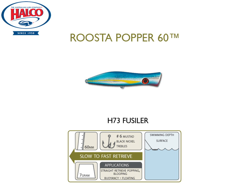 Halco Roosta Popper 60 (Length: 60mm, Weight: 7gr, Color: H73)