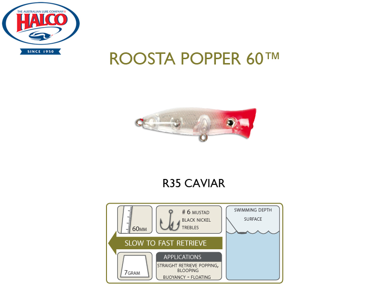 Halco Roosta Popper 60 (Length: 60mm, Weight: 7gr, Color: R35)
