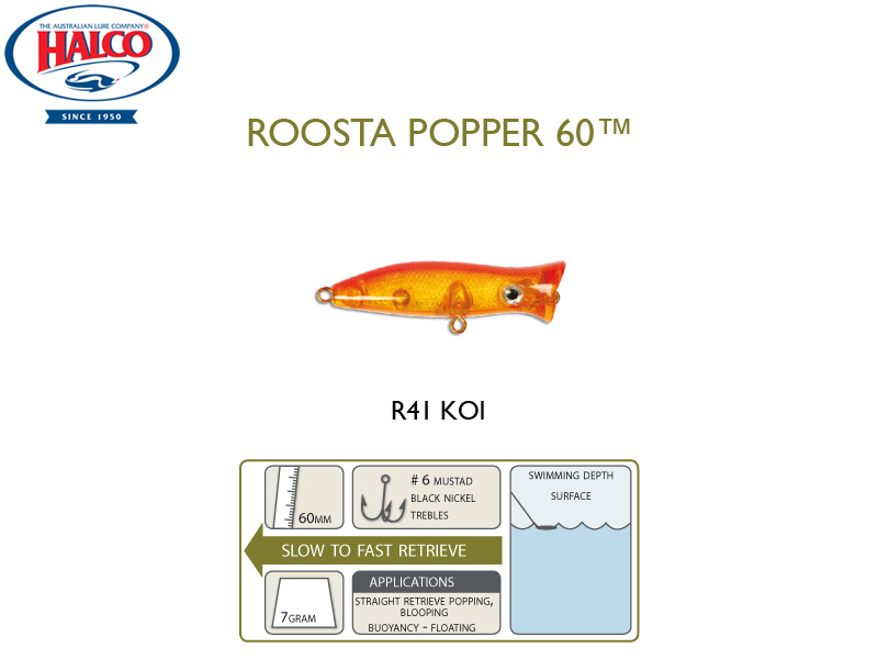 Halco Roosta Popper 60 (Length: 60mm, Weight: 7gr, Color: R41)