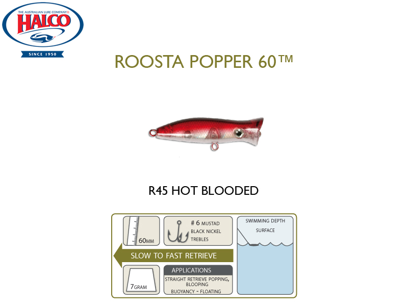 Halco Roosta Popper 60 (Length: 60mm, Weight: 7gr, Color: R45)