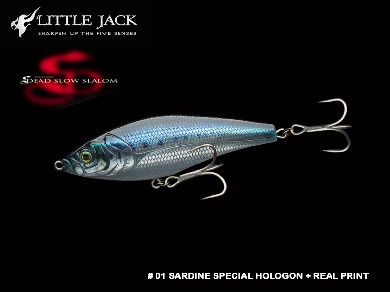 Little Jack Dead Slow Slalom (Length: 85mm, Weight: 15.6gr, Color: # 01 Sardine Special Hologon + Real Print)