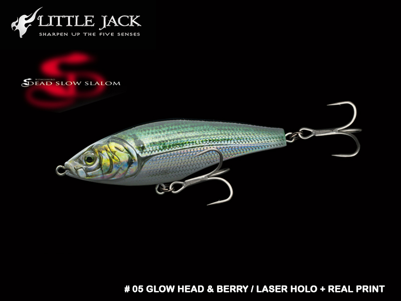 Little Jack Dead Slow Slalom (Length: 85mm, Weight: 15.6gr, Color:# 05 Glow Head & Berry / Laser Holo + Real Print)