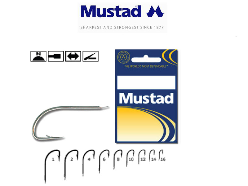Mustad 3261NPBLN Aberdeen Hooks (Size: 1, Pack: 14