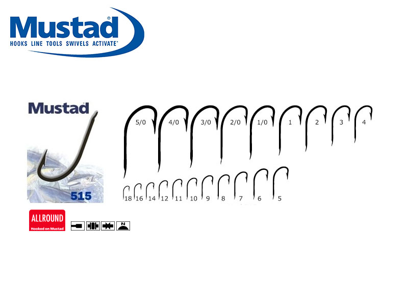 Mustad 515N Hollow Point Limerick (Size: 10, Pack: 50)
