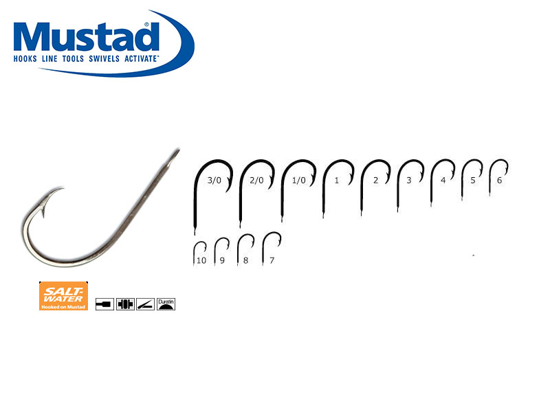 Mustad 528AD Hollow Point Round Hooks (Size: 8, Pack: 50)