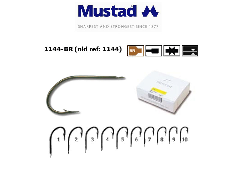 Mustad 1144-BR Hollow Point Kirby Limerick (Size: 10, Pack: 100)
